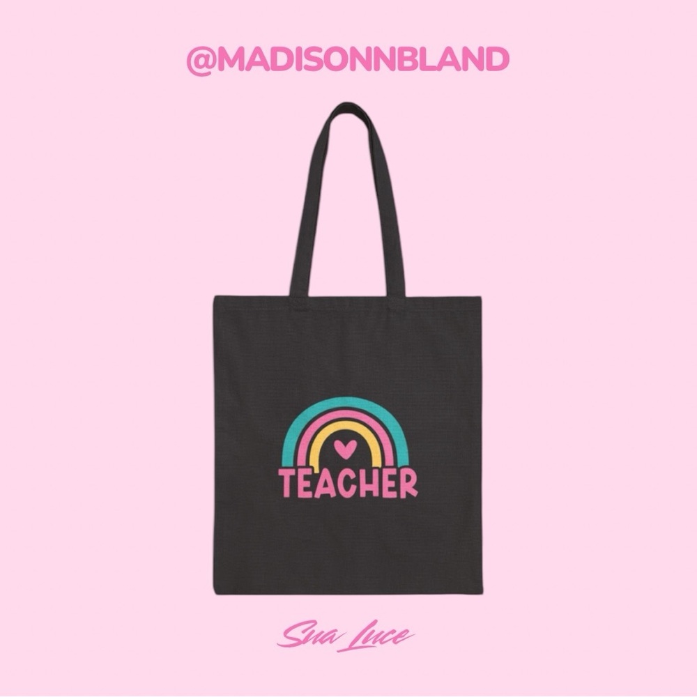 Teacher Cotton Tote Bag - Available in Beige, Pink, Brown, & Black